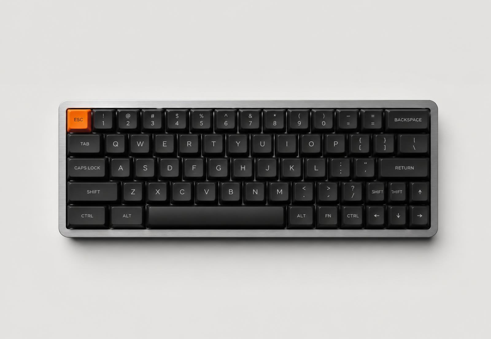AM-01 low-profile mechanical keyboard machined from a single block of aluminium
